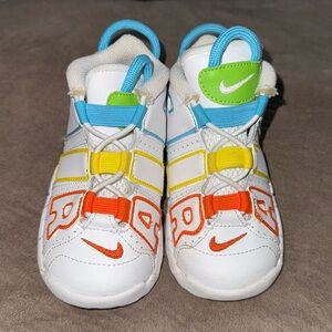 Nike Air More Uptempo Wht/ Blue/Yellow Toddler Sneakers -  SZ 8 C